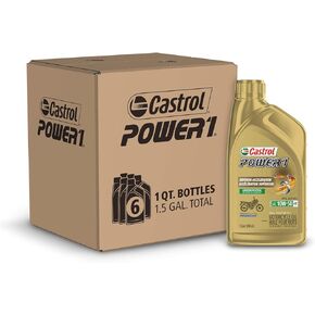 Castrol Power1 4T 5W-40 Full Synthetic Motorcycle Oil, 1 Quart, Pack of 6