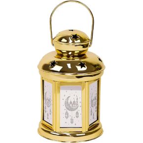KEPATO Ramadan Lantern with Music Decoration Gold LED Eid Mubarak Lamp Ramadan Festival Table Light Home Decor Gift Style Random