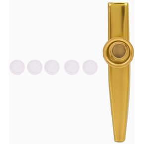 Kazoo Color Aluminium Alloy Kazoo Harmonica Musical Accompaniment for Piano Keyboard Guitar Ukulele Violin (Gold)