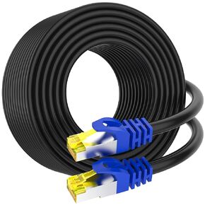 AoforzTech Cat 8 Ethernet Cable 20 ft,10 ft 15 ft 25 ft 30 ft 50 ft 100 ft Heavy Duty High Speed Network Internet Cable,26AWG 40Gbps 2000Mhz,S/FTP Indoor&Outdoor Shielded LAN Cable-Waterproof
