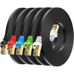 BUSOHE Cat8 Ethernet Cable 5FT 5 Pack Multi Color, Cat-8 Flat RJ45 Computer Internet LAN Network Ethernet Patch Cable Cord, 40Gbps 2000MHz Faster Than Cat7/Cat6/Cat5, for Router, Modem, Xbox - 5 Feet