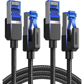 UGREEN Cat 8 Ethernet Cable, 2 Pack Ethernet Cable with 40Gbps 2000Mhz High Speed, 26AWG Braided, Shielded Heavy Duty Internet Cable Compatible for Gaming PC PS5 PS4 PS6 Xbox Modem Router, 6FT