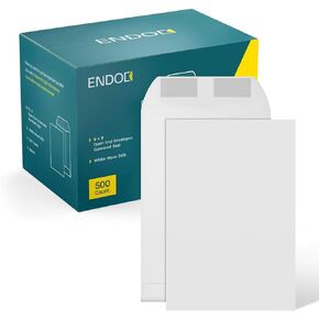 6x9 Mailing Envelopes - 500 Pack - Open End Envelopes Bulk for Catalogs, Presentations, Newsletters - Plain Envelopes 6x9 with Gummed Seal - Bright White 28lb Heavyweight Paper