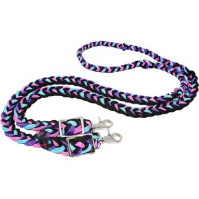 CHALLENGER Horse Western 8' Long Nylon Braided Knotted Barrel Roping Reins Tack 607508