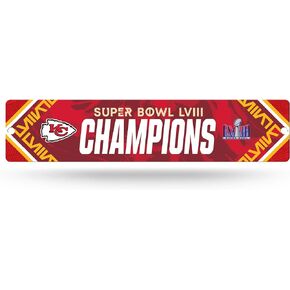 Rico Industries NFL Football Kansas City Chiefs 2024 Super Bowl LVIII Champions Plastic 4" x 16" Street Sign