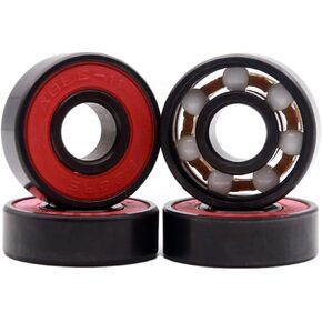 High Speed 608RS Hybrid Black Ceramic Bearings for Longboard, Inline Skates, Skateboard, Scooters, Skateboard and More (Pack of 4, Black)