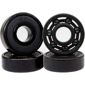 High Speed 608RS Hybrid Black Ceramic Bearings for Longboard, Inline Skates, Skateboard, Scooters, Skateboard and More (Pack of 4, Black)