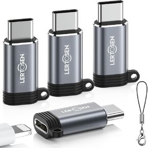 LERTOSEN Lightning Female to USB C Male Adapter (4 Pack) Type C Charger Converter Cord Cable for iPhone 15/15 Pro/15 Pro Max/15 Plus,iPad Air,Samsung,Support Charging & Data Transfer,Not for Audio/OTG