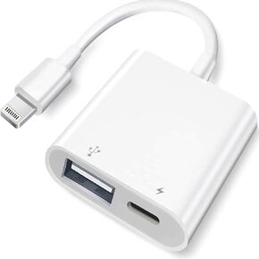 [Apple MFi Certified] Lightning to USB Camera Adapter with Charging Port, Portable USB 3.0 Female OTG Cable for iPad to Connect Card Reader USB Flash Drive, Compatible for iPhone iPad
