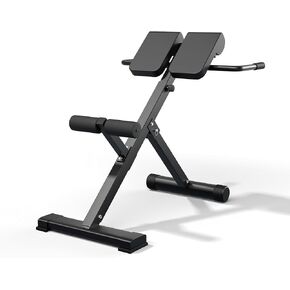 45-Degree Hyperextension Roman Chair - Adjustable Height and Back, Sturdy and Comfortable - Glute, Hamstring, and Ab Workouts - Foldable Sit Up Gym Bench for Home