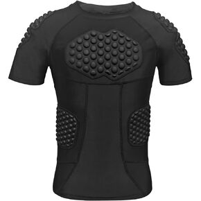 Topeter Football Padded Shirt for Men, Compression Rib Protector Shirts with Rib/Chest/Shoulder/Back Pads