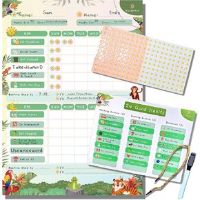Chore Chart for Kids - Star Reward Chart for 2 Kids - ADHD Tools for Kids - Designed by Real Mom for Positive Parenting - Responsibility Chart for Kids - Magnetic or Hanging