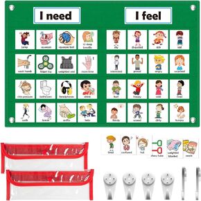 KIKIGOAL Feelings Chart For Preschool Teacher Supplies, Social Emotional Learning Pocket Chart, Autism Visual Behavior Management, Daycare Essentials, Calm Down Corner Classroom Supplies