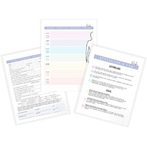 Reiki Intake Forms, Aftercare Cards, Consent, Session Notes Healing Bundle Chakra Grid Distant Sessions | 75 pk, 25 of Each 5 Forms | Instructions Client Signature History 8.5x11" A1