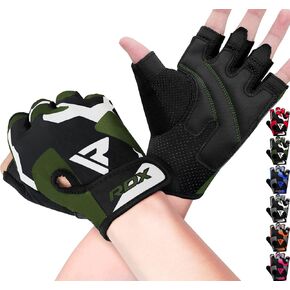 RDX Weight Lifting Gloves Gym Fitness Workout, Anti Slip Padded Palm Elasticated Strength Training Equipment Men Women Half Finger Exercise Bodybuilding Calisthenics Cycling Rowing Climbing in Kuwait