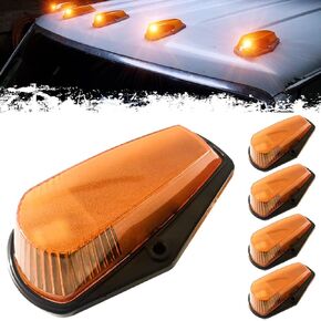 PSEQT 5Pcs Cab Roof Marker Lights Amber LED Top Clearance Marker Light Compatible with F150 F250 F350 1980-1997 Super Duty Pickup Trucks 12V Signal Running Lights with Amber Cover & T10 LED in Kuwait