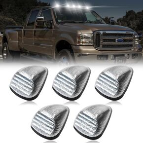 R&F Auto 5PCS Smoked LED Cab Light White Top Roof Marker Lights Lamps White Compatible with 1999-2016 F250 F350 F450 F550 Superduty Pickup Trucks