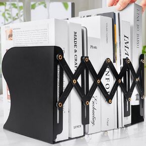 2PCS Heavy Duty Book End to Hold Books, Adjustable Bookends Book Holder for Shelves, Decorative Book Organizer for Desk, Sturdy & Flexible - Metal Book Ends Binder Holder for Tabletop in Kuwait