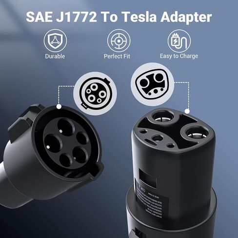 محول Tera J1772 إلى Tesla: (فقط لسيارات Tesla) ضمان 5 سنوات معتمد من لجنة الاتصالات الفيدرالية (FCC) تقرير اختبار UL 80A 240V AC J1772 محول شحن لطراز Tesla S 3 X Y ملحق محطة شحن السيارة الكهربائية in Saudi Arabia