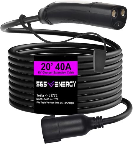 كابل تمديد شاحن Tesla EV موديل Tesla 3/X/Y/S 20' 40A؛ 99.9% نحاس عالي الطاقة 40A من تسلا إلى وصلة شحن تسلا. قم بتمديد شاحن Tesla العالمي بمقدار 20 قدمًا وشحنه بسرعة 40 أمبير TT in Kuwait