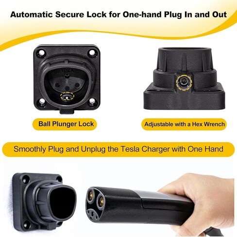 قاعدة تثبيت فوهة شاحن تيسلا، قفل آمن للتوصيل/الإخراج بيد واحدة، شديد التحمل مع نايلون وأضلاع معززة، ملحق تثبيت على الحائط خارجي/داخلي طراز Tesla X/Y/3/S in Kuwait