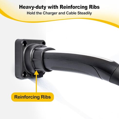 قاعدة تثبيت فوهة شاحن تيسلا، قفل آمن للتوصيل/الإخراج بيد واحدة، شديد التحمل مع نايلون وأضلاع معززة، ملحق تثبيت على الحائط خارجي/داخلي طراز Tesla X/Y/3/S in Kuwait