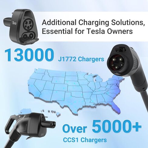محول Tera CCS1 & J1772 إلى Tesla: فقط لسيارات Tesla، 2 في 1 DC & AC إلى Tesla Model S 3 X Y شحن سريع مع صمام دعم إغلاق تلقائي مستوى 1 2 3 ملحق محطة شحن السيارة الكهربائية in Kuwait
