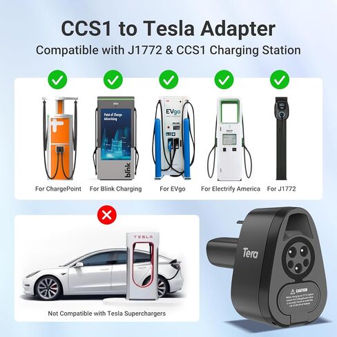 محول Tera CCS1 & J1772 إلى Tesla: فقط لسيارات Tesla، 2 في 1 DC & AC إلى Tesla Model S 3 X Y شحن سريع مع صمام دعم إغلاق تلقائي مستوى 1 2 3 ملحق محطة شحن السيارة الكهربائية in Kuwait