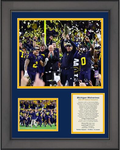 مجموعة صور مجمعة من Michigan Wolverines 2023 للبطولة الوطنية لكرة القدم في الكلية مقاس 12 × 15 بوصة in Saudi Arabia