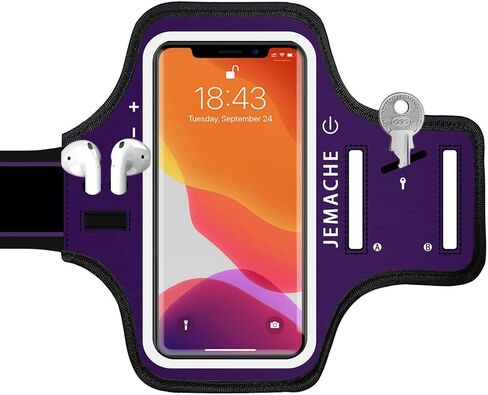 سوار يد iPhone 15 Pro، 14 Pro، 13 Pro، 12 Pro مع حامل Airpods، حزام ذراع للجري من JEMACHE Gym Workouts لهاتف iPhone Xs 11Pro 12Pro 13Pro 14Pro 15Pro (داكن) in Saudi Arabia