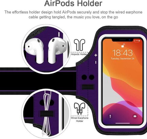 سوار يد iPhone 15 Pro، 14 Pro، 13 Pro، 12 Pro مع حامل Airpods، حزام ذراع للجري من JEMACHE Gym Workouts لهاتف iPhone Xs 11Pro 12Pro 13Pro 14Pro 15Pro (داكن) in Saudi Arabia