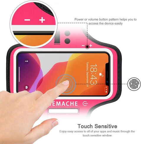 iPhone 17 16 Pro Armband, JEMACHE Gym Workouts Running Arm Band for iPhone 17/16/15/14/13/12 Pro (Black) in Kuwait