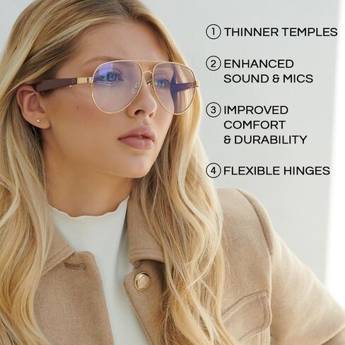 Lucyd - نظارات صوت بلوتوث - نظارات ذكية للرجال والنساء مع حماية من الأشعة فوق البنفسجية - أذن مفتوحة، ميكروفونات لاسلكية بخاصية إلغاء الضوضاء، مكبر صوت رباعي، مساعد صوتي متوافق - Darkside XL in Kuwait
