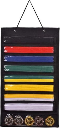 ZFZGFRCS Karate Martial Arts Belts Storage Organizer- Holds 8 Karate Belts and 5 Medals, Martial Arts Taekwondo Belt Display Holder, Durable & Dust-Proof in Saudi Arabia