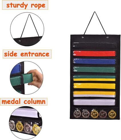 ZFZGFRCS Karate Martial Arts Belts Storage Organizer- Holds 8 Karate Belts and 5 Medals, Martial Arts Taekwondo Belt Display Holder, Durable & Dust-Proof in Saudi Arabia