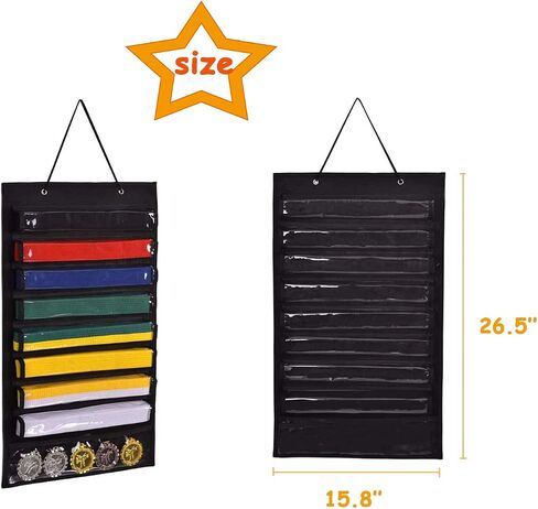 ZFZGFRCS Karate Martial Arts Belts Storage Organizer- Holds 8 Karate Belts and 5 Medals, Martial Arts Taekwondo Belt Display Holder, Durable & Dust-Proof in Saudi Arabia