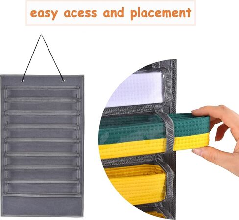 منظم تخزين أحزمة فنون الدفاع عن النفس للكاراتيه من ZFZGFRCS - يحمل 8 أحزمة كاراتيه و5 ميداليات، حامل عرض حزام التايكوندو للفنون القتالية، متين ومقاوم للغبار in Kuwait