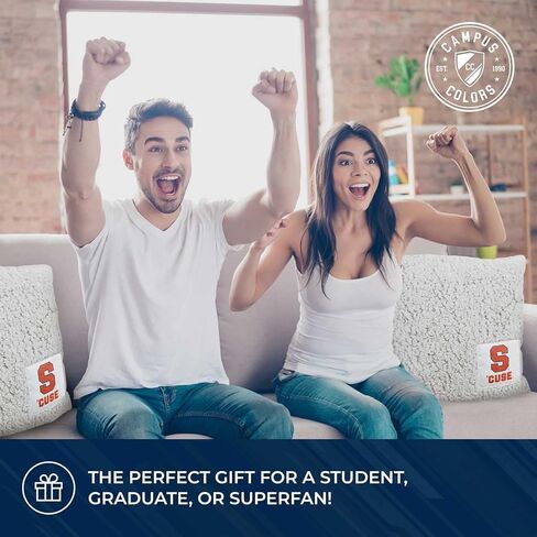 وسادة رمي شيربا بلونين من الحرم الجامعي، مقاس 35.56 سم × 35.56 سم، وسادة قطيفة مرخصة رسميًا للمنزل، أو غرفة النوم الجامعية، أو يوم اللعب، وسادة رمي من الصوف الفاترة (برتقالي سيراكيوز - متعدد الألوان) in Kuwait