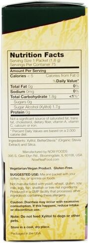 NOW Foods, Xylitol Plus Sweetener Packets with BetterStevia®, Zero Calories, Low Glycemic Impact, 75 Packets (Packaging May Vary) in Saudi Arabia