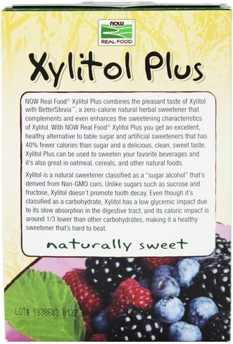 NOW Foods, Xylitol Plus Sweetener Packets with BetterStevia®, Zero Calories, Low Glycemic Impact, 75 Packets (Packaging May Vary) in Saudi Arabia