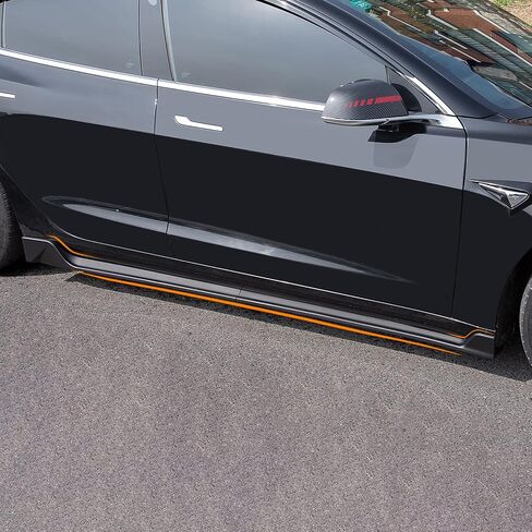 تنانير جانبية Bomely متوافقة مع 2017-2022 2023 Tesla Model 3 تنانير جانبية من ألياف الكربون نمط التصميم الرياضي مجموعات الجسم لملحقات Tesla Model 3 (نمط ألياف الكربون اللامعة) in Kuwait