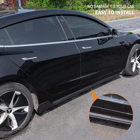 تنانير جانبية Bomely متوافقة مع 2017-2022 2023 Tesla Model 3 تنانير جانبية من ألياف الكربون نمط التصميم الرياضي مجموعات الجسم لملحقات Tesla Model 3 (نمط ألياف الكربون اللامعة) in Kuwait