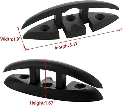 Boat Folding Cleat Flip Up Dock Cleat Durable Nylon Black Boat Cleat 5 inch with Fasteners (M6) 4 Pack in Kuwait