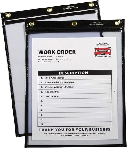 C-Line Heavy Duty Super Heavyweight Plus Stitched Shop Ticket Holder, Black, 9 x 12 Inches, Box of 15 Shop Ticket Holders (50912) in Saudi Arabia