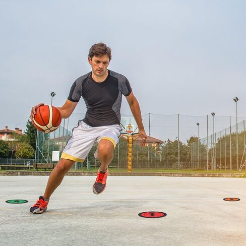 علامات تدريب هوت شوت من كراون سبورتنج جودز، 5 عبوات - نقاط تدريب كرة السلة مقاس 7.5 بوصة - نقاط مستديرة مسطحة للرياضات الجماعية للشباب والكبار in Kuwait