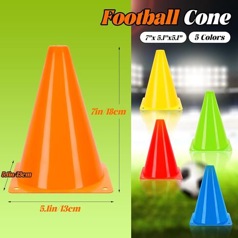 Kuqqi 7 Inch Plastic Agility Cones 20 Pack Set, Sports Soccer Flexible Cone for Training, Party, Activity, Traffic(Multicolor) in Kuwait
