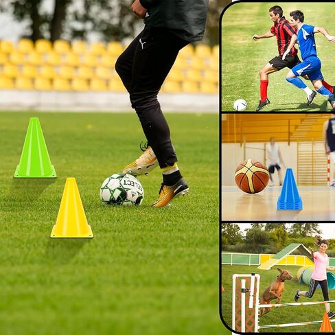 Kuqqi 7 Inch Plastic Agility Cones 20 Pack Set, Sports Soccer Flexible Cone for Training, Party, Activity, Traffic(Multicolor) in Kuwait