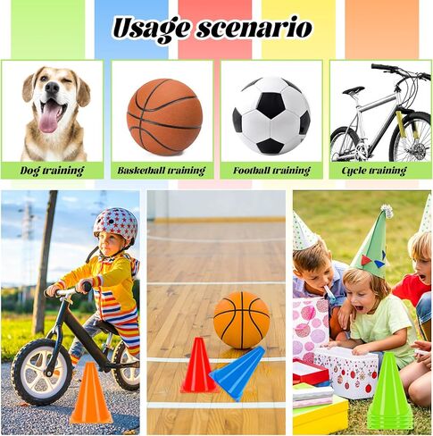 Kuqqi 7 Inch Plastic Agility Cones 20 Pack Set, Sports Soccer Flexible Cone for Training, Party, Activity, Traffic(Multicolor) in Kuwait