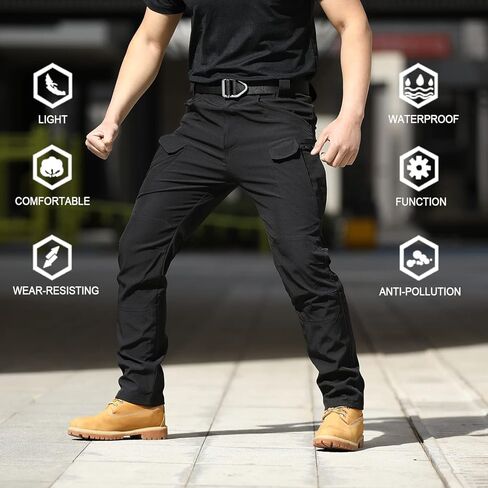 سروال تكتيكي للرجال من AUTIWITUA سروال تكتيكي مقاوم للماء مرن للتمزق سروال شحن خفيف الوزن مع جيوب متعددة (بدون حزام) in Kuwait