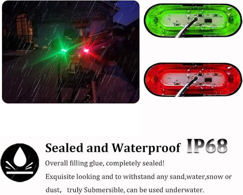 PSEQT LED Boat Navigation Lights Bow Stern Red Green Marine Strip Light Waterproof for Yacht Kayak Fishing Pontoon Sailboat Bass Boat Vessel DC 12V-24V in Saudi Arabia